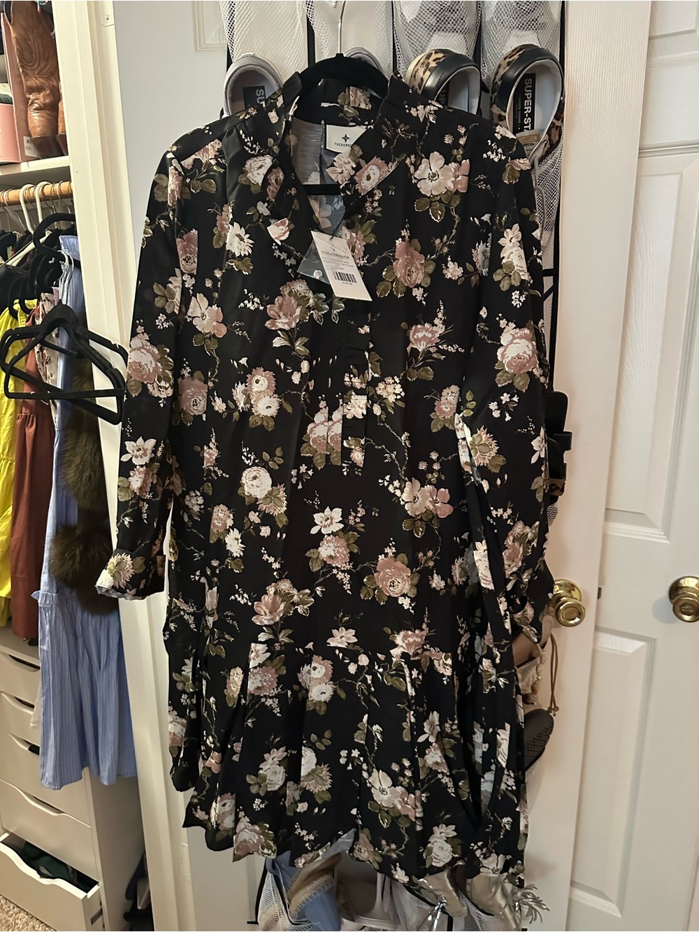 Tuckernuck Black Floral Long-Sleeve Maxi Dress